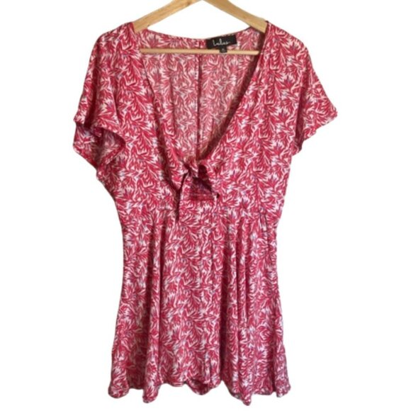 Lulus Dondi Red & White Print Romper Size Medium - Picture 2 of 8